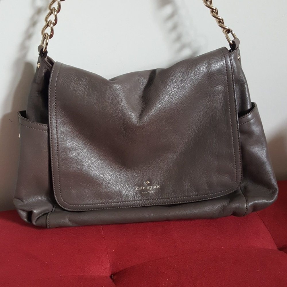 Kate Spade grey leather shoulder bag